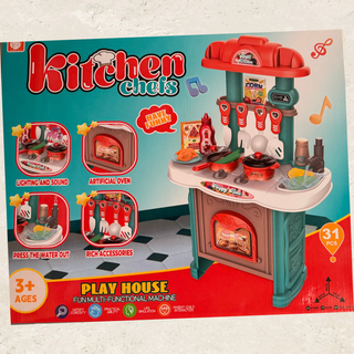 Kitchen Chefs Playset – 31 PCS Cooking Station with Lights, Sounds & Water Sink