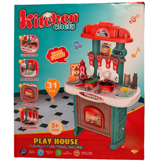 Kitchen Chefs Playset – 31 PCS Cooking Station with Lights, Sounds & Water Sink