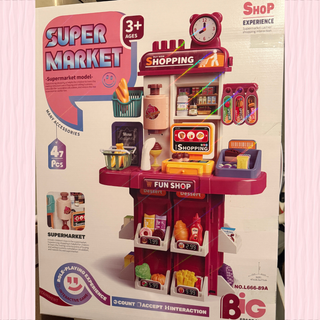 Supermarket Playset – 47 PCS Cashier & Shopping Role-Play Set for Kids (With Scanner, Register & Accessories)