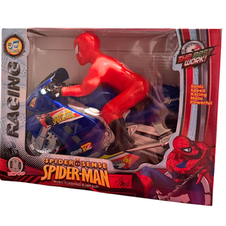 Spider-Man Racing Motorbike Toy - Lights, Music & Bump Action for Superhero Fun!