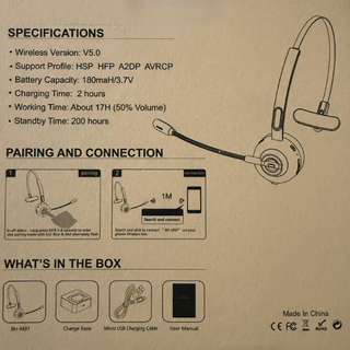 Wireless Bluetooth Headset with Charging Base – Long Battery Life & Noise-Clear Calls