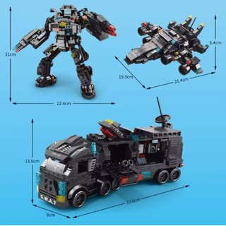 SWAT 3-in-1 Transforming Police Robot, Jet & Truck – Building Blocks Set
