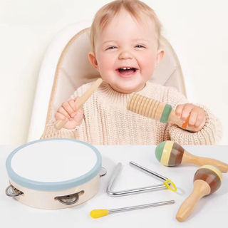 Vintage Wooden Music Set for Kids – Xylophone, Drum, Maracas & More