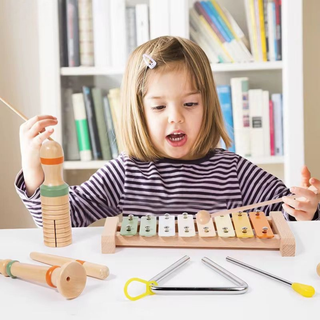 Vintage Wooden Music Set for Kids – Xylophone, Drum, Maracas & More