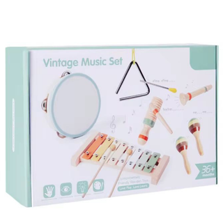 Vintage Wooden Music Set for Kids – Xylophone, Drum, Maracas & More