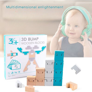 3D Wooden Puzzle Blocks Set – Build Robots, Animals & Shapes
