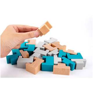 3D Wooden Puzzle Blocks Set – Build Robots, Animals & Shapes
