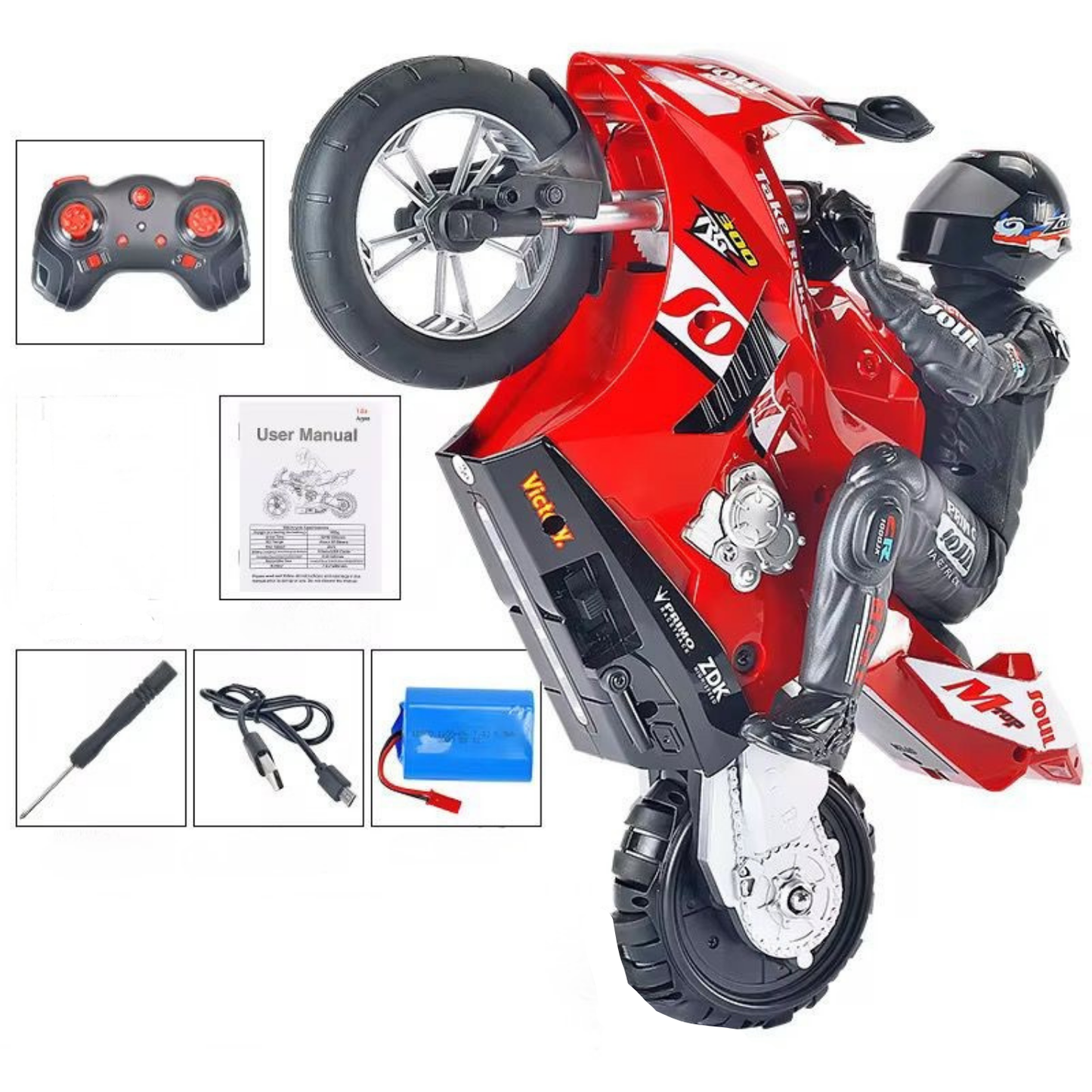 Huge Police Stunt Racing Motorcycle – 360° Wheelie Bike with Lights