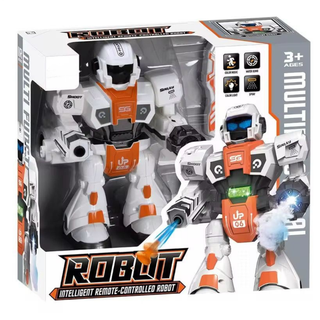 Remote Control Battle Robot โ Shooting Darts + Spray Mist + Lights & Sounds