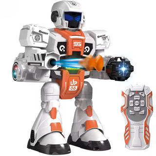 Remote Control Battle Robot โ Shooting Darts + Spray Mist + Lights & Sounds