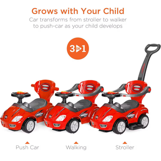 3-in-1 Baby Ride-On Car with Push Handle