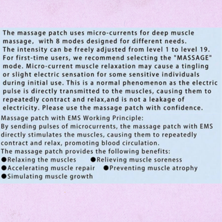 Portable EMS Full Body Massage Patch – 8 Modes, 19 Intensity Levels