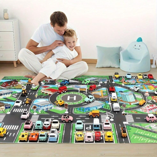 Interactive Kids Road Play Mat – Waterproof & Educational (130×100 cm)