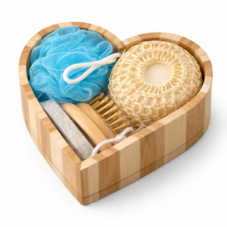 Heart-Shaped Spa Gift Set – Loofah, Bath Brush & Body Care Kit