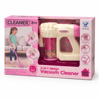 3-in-1 Kids Vacuum Cleaner Toy – Cyclone Action, Sounds & Changeable Tips