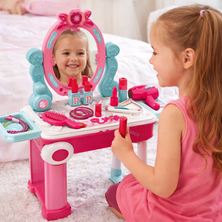 2-in-1 Beauty Trolley Play Set β Rolling Makeup Suitcase That Turns Into Vanity Table