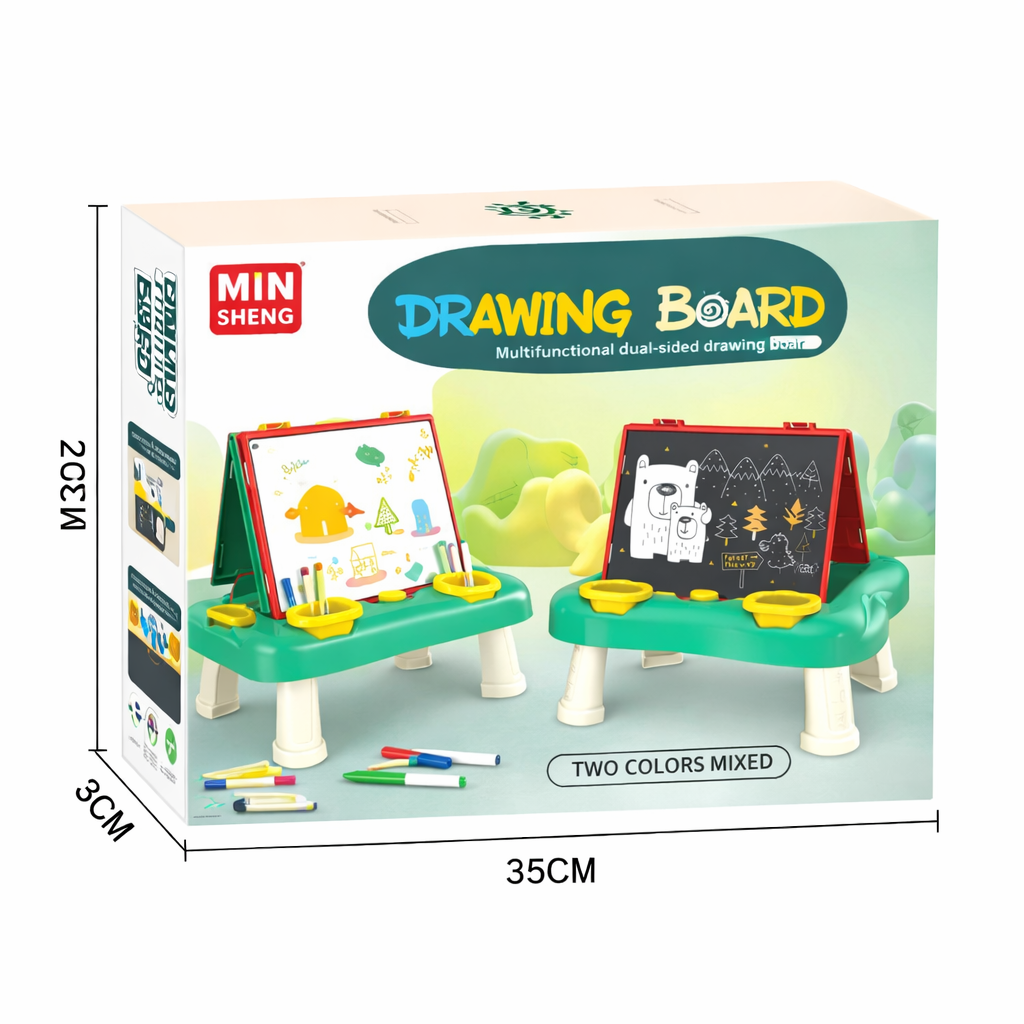 2-in-1 Kids Drawing Board Table β Dual Painting Modes Art Set