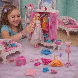 Sweet Home Princess Doll Playset โ Fashion Bedroom Set with Doll, Wardrobe & Accessories