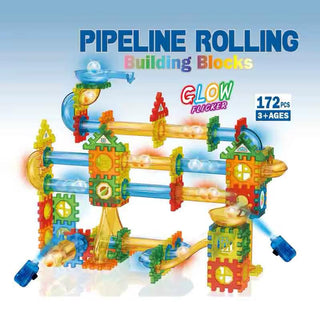 172-Piece Pipeline Rolling Building Blocks Set โ Glow Flicker Marble