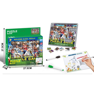2-in-1 Football Puzzle Block & Drawing Board – Building Fun for Kids