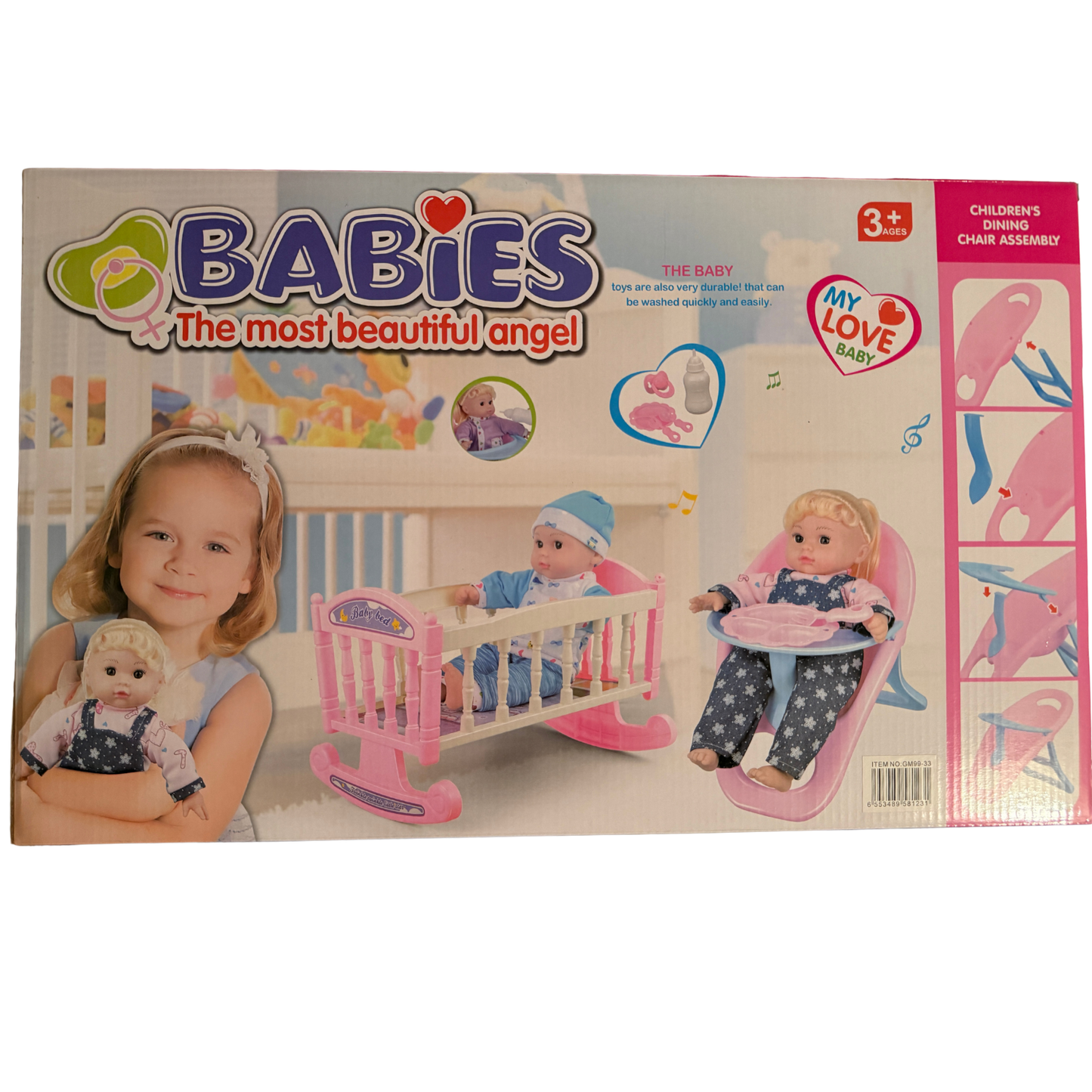 Baby Doll with Cradle & Feeding Chair – Interactive Playset