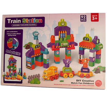 Train Station Building Blocks – 92 Big Piece Lego Creative Construction Set