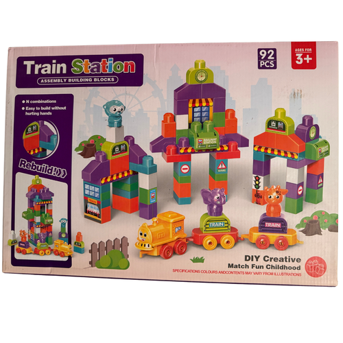 Train Station Building Blocks – 92 Big Piece Lego Creative Construction Set