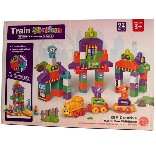 Train Station Building Blocks – 92 Big Piece Lego Creative Construction Set