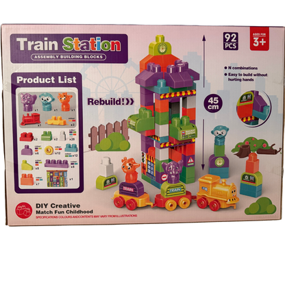 Train Station Building Blocks – 92 Big Piece Lego Creative Construction Set