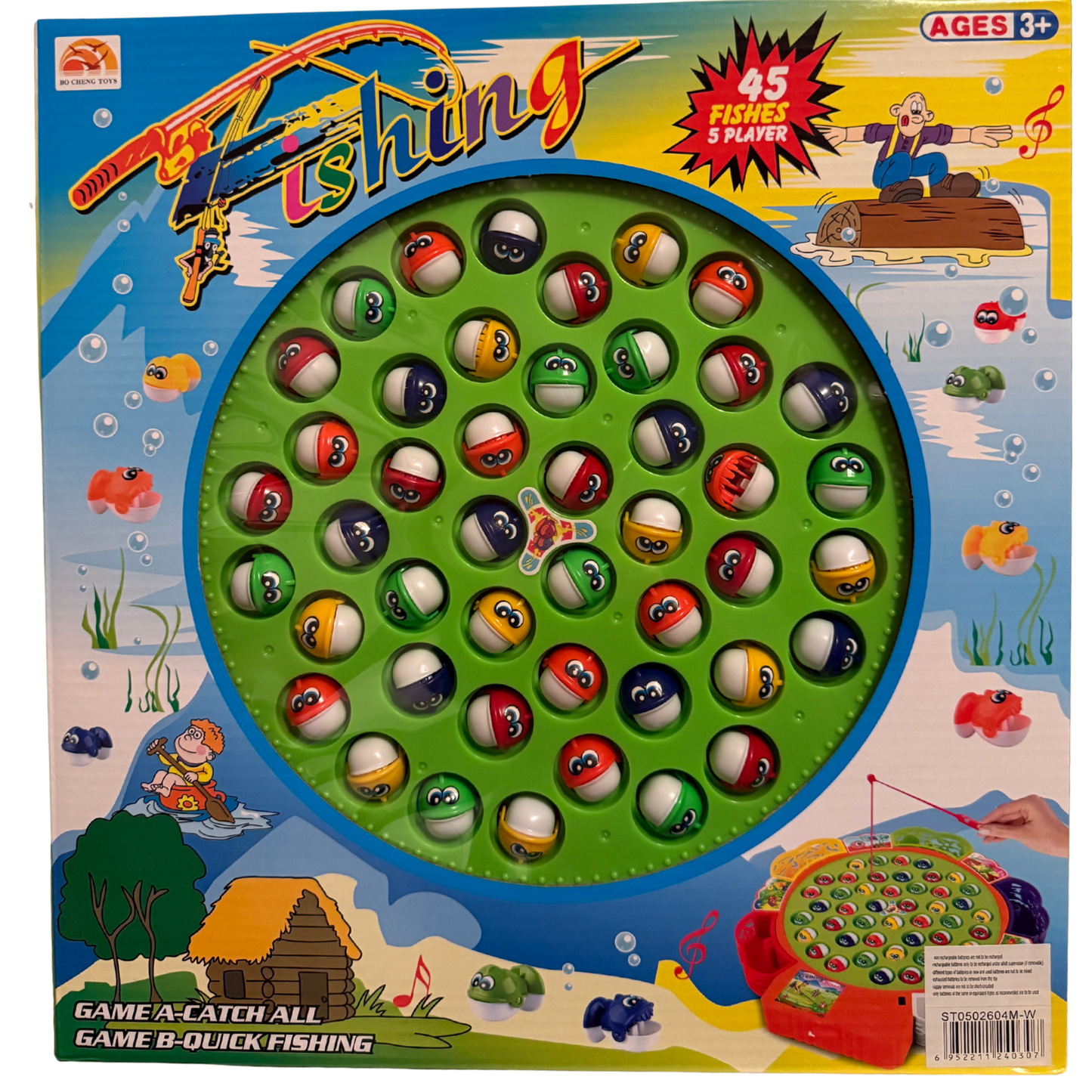 Electric Fishing Game – 45 Fishes, 5-Player Rotating Board