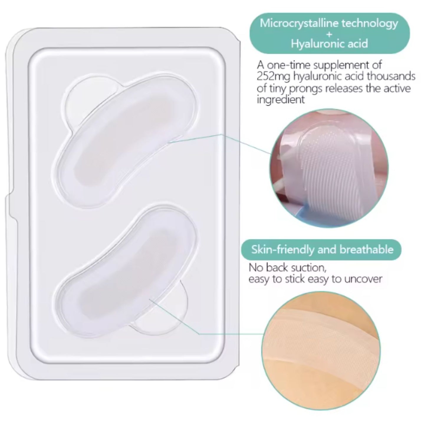 Microneedle Eye Patch – Hyaluronic Acid Anti-Aging Treatment for Dark Circles, Fine Lines & Puffiness