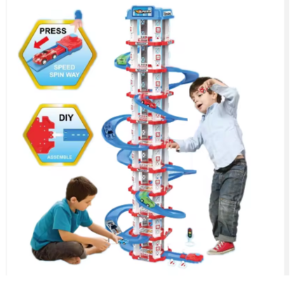Speed Spiral Parking Tower Track – DIY Racing Car Playset (105 PCS)