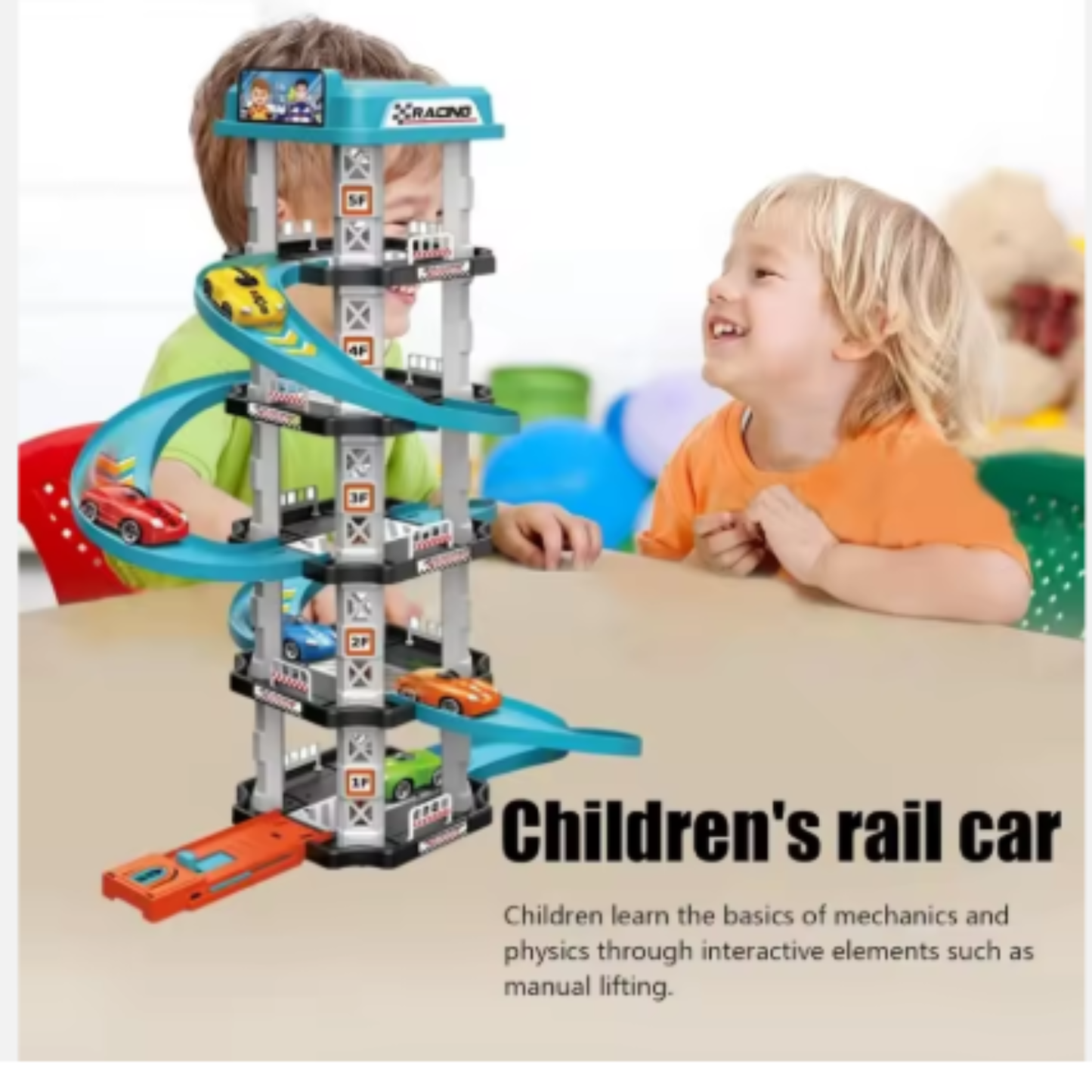 Speed Spiral Parking Tower Track – DIY Racing Car Playset (105 PCS)