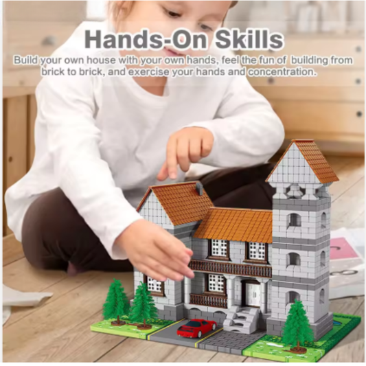 DIY Manor Construction Brick Set – Light-Up Castle House (1177 PCS)