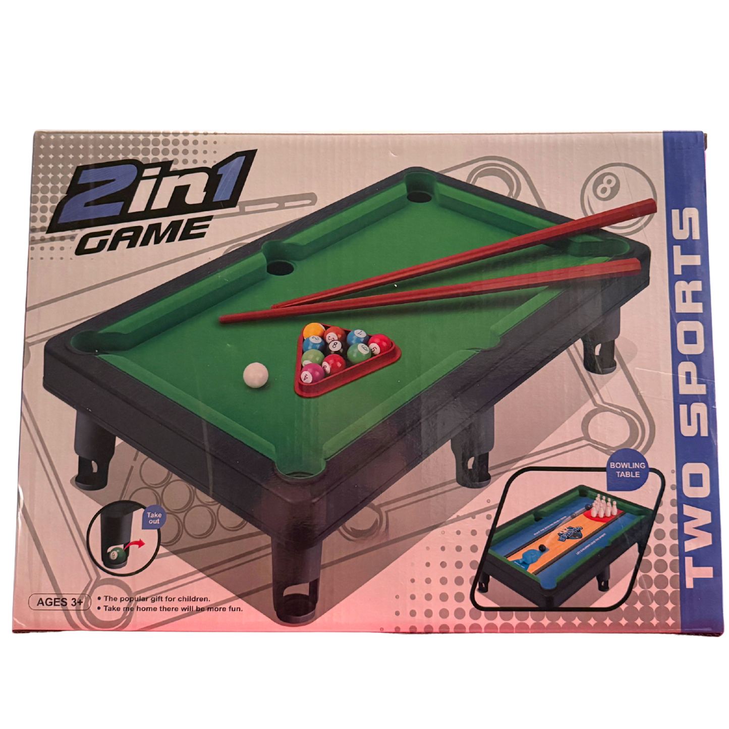 Billiard + Bowling: 2-in-1 Mini Sports Tables
