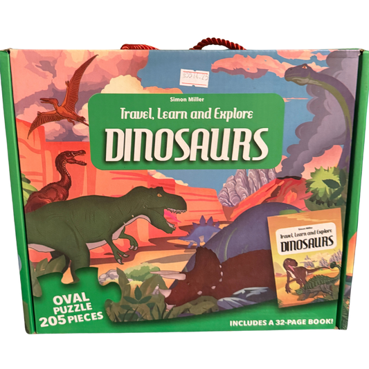 Dinosaurs Oval Puzzle Set – 205 Pieces with 32-Page Educational Book