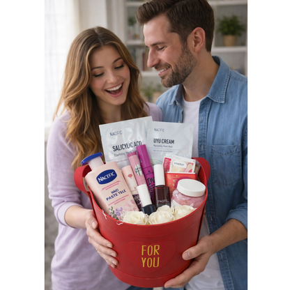 For You Beauty Gift Bucket – Makeup, Skincare & Sweet Touches