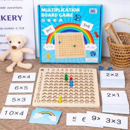 Wooden Multiplication Board Game – Fun Math Learning & Times Table Practice Set