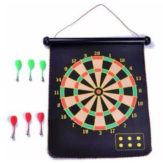 2-in-1 Magnetic Dartboard Game Set – Safe Soft Darts + Roll-Up Hanging Target