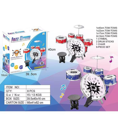 Kids Jazz Drum Set – 9 Piece Musical Kit