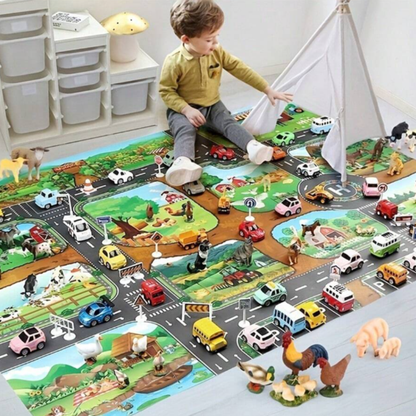 Interactive Kids Road Play Mat – Waterproof & Educational (130×100 cm)