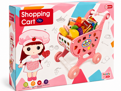 Kids’ Shopping Cart with Pretend Groceries Play Set!