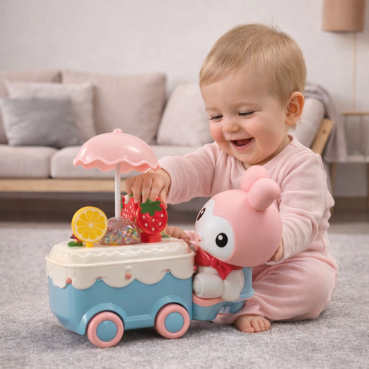 Candy Car Toy – Cute Character Ride with Flashing Lights & Music