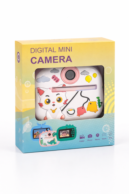 Digital Camera – Instant Print | Blue & Pink with Cute Cover & Paper Rolls Included