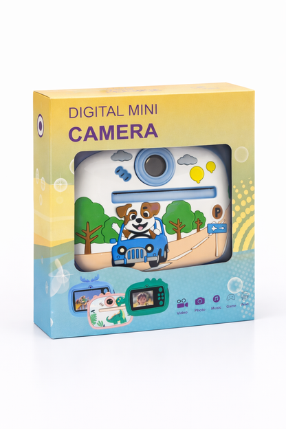 Digital Camera – Instant Print | Blue & Pink with Cute Cover & Paper Rolls Included