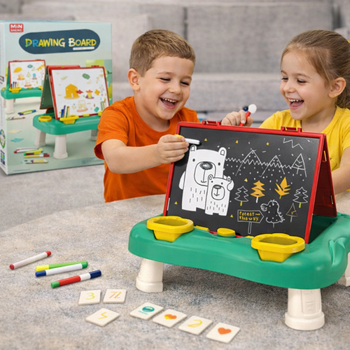 2-in-1 Kids Drawing Board Table – Dual Painting Modes Art Set