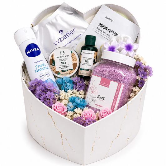 Pure Care Heart Gift Box – Skincare, Body Care & Relaxing Essentials