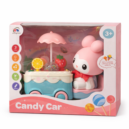 Candy Car Toy – Cute Character Ride with Flashing Lights & Music