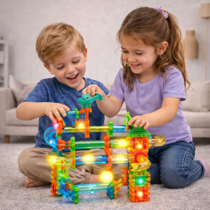 172-Piece Pipeline Rolling Building Blocks Set – Glow Flicker Marble
