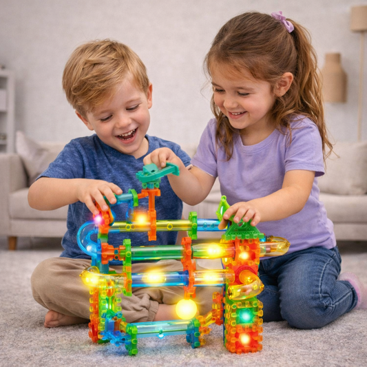 172-Piece Pipeline Rolling Building Blocks Set – Glow Flicker Marble